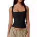 Women's Clothing Camisole Vest Hot Girl Fashion Camisole Style Autumn Square Collar Top Milk Silk_ecoleips.com
