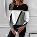 2025 European And American Fashion New Pullover Round-neck Color-block Geometric Print Top Women's_ecoleips.com