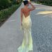 Sexy Deep V-neck Beaded Fishtail Dress Women Elegant Sleeveless Evening Dress Fashion Sequin Backless Hollow Out Slim Long Dress_ecoleips.com
