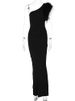 Dulzura Black Sleeveless One Shoulder Maxi Dress For Women Bodycon Sexy Party Elegant Long Dress Birthday Evening Outfit_ecoleips.com