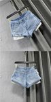 Women's Light Blue Rolled Cuff Denim Shorts, Distressed Casual Jean Shorts With White Inner Layer, Low Waist Summer Streetwear Shorts For Daily Outdoo_ecoleips.com