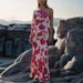 European And American 2025 New Rose Print Satin Dress Female Oblique Shoulder Temperament Long Skirt_ecoleips.com
