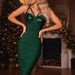 Women's Clothing New Green Mid Length Skirt Mid Waist Sling Type Japanese Style Small Fresh Pure Color Temperament Commuting Dress_ecoleips.com
