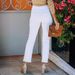Women's Clothing Raw Edge White Stretch Denim Straight Pants Cigarette Pants_ecoleips.com