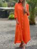 Women's Clothing Cotton Linen Shirt Fashion Casual Long Sleeve Cardigan Dress_ecoleips.com