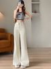K Off White Wide Leg Jeans, Women's Trendy And Versatile New Style, High Waist Slimming, Belly Covering, Slim Fit Design, Slightly Flared Pants_ecoleips.com