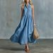 Women Summer French Style Linen Sleeveless Halter Dress Loose Fit A Line Casual Dress For Women Fashion Daily Wear_ecoleips.com