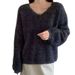 girl Lazy High-End Feel 6 Wool Brushed Korean Style Pullover V-Neck Knitted For Women Autumn Winter Loose Soft Sweater_ecoleips.com