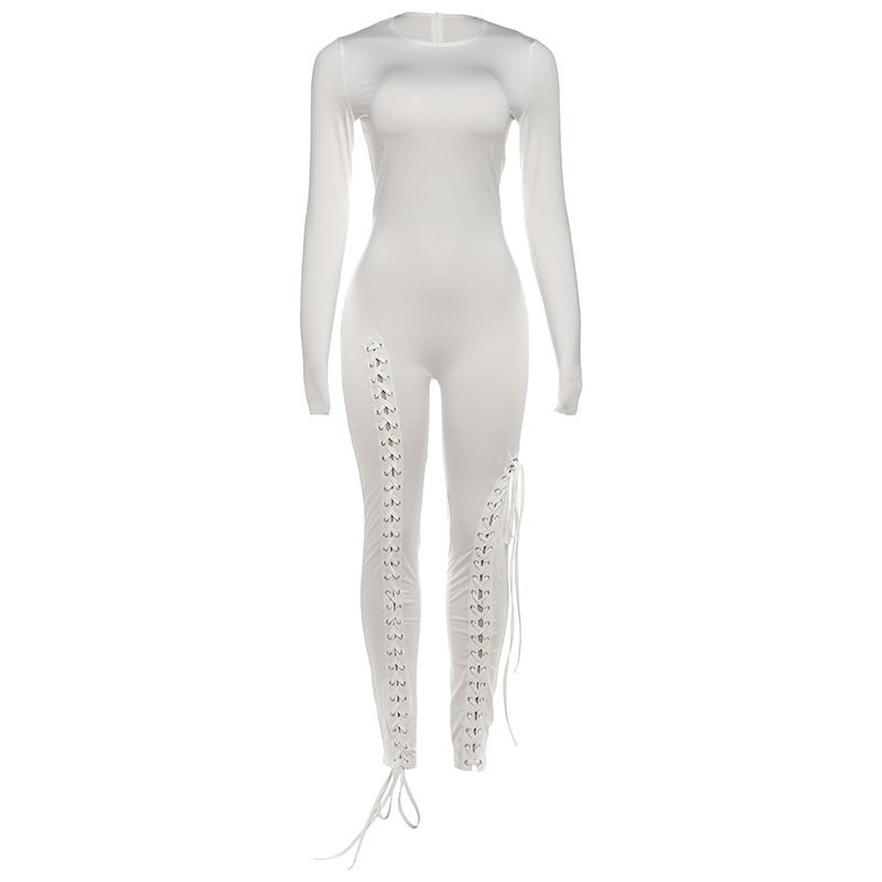 Women's Clothing Women's Long Jumpsuit Fashionable Sexy Hollowed Out Strappy Tight Fitting Autumn Winter Long Sleeved Style_ecoleips.com