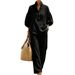 Women's Casual Stand Collar Long Sleeve Trousers Set Multi Color Washed Cotton New_ecoleips.com