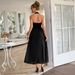Women's Clothing Holiday Style Halter Neck Waist Long Skirt Dress_ecoleips.com