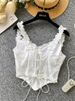 SINGREINY Floral Embroidery Lingerie Women Strap Irregular Corset Short Tank Top Sensual French Hotsweet Slim Sexy Beach Camis_ecoleips.com