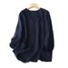 Women's Clothing Real Shot Of Ramie Shirt For Women With Nine Point Sleeves V Neck Puff Sleeve Top_ecoleips.com