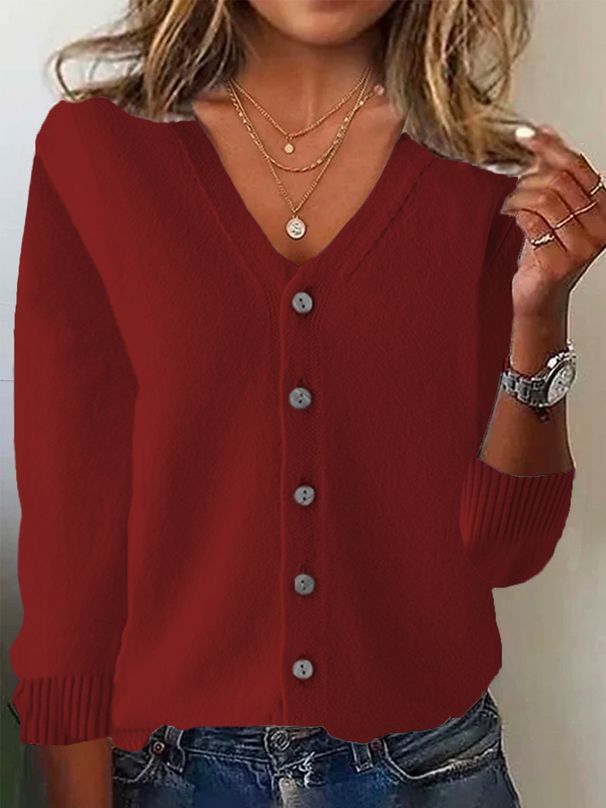 Women's Oversized Knit Cardigan Sweater - Lightweight Long Sleeve V-Neck Open Front Coat, Spring & Fall Layering Essential, Solid Colors_ecoleips.com
