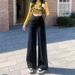 Women's Two-Button Flared Jeans, Spring/Autumn 2025 New Model, High-Waisted, Hip-Covering, Slimming, Non-Tight-Fitting,_ecoleips.com