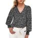 Women's Autumn Fashion: Loose-Fitting Printed Long-Sleeved V-Neck Chiffon Shirt_ecoleips.com