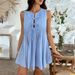 Women Elegant Solid Color Tie Waist Pleated Sleeveless Mini Dress Casual Dating Wear_ecoleips.com