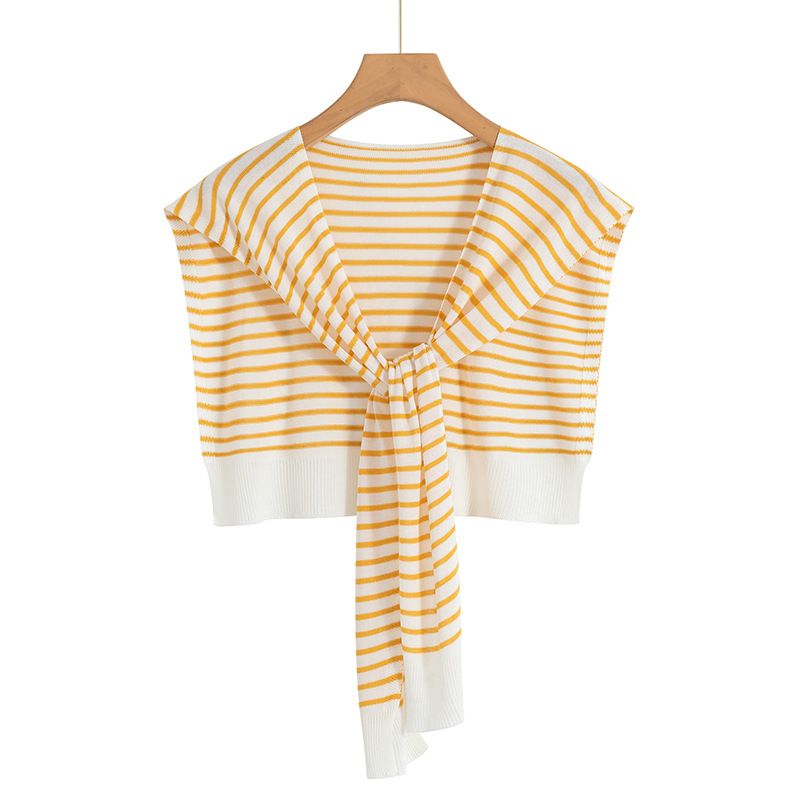 Women's Clothing Thin Fashion Striped Knitted Shawl For Women In Summer New Air Conditioned Room Ice Silk Shoulder Guard Versatile Waistcoat Shoulder_ecoleips.com