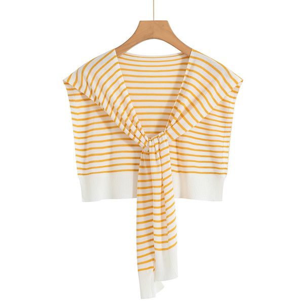 Women's Clothing Thin Fashion Striped Knitted Shawl For Women In Summer New Air Conditioned Room Ice Silk Shoulder Guard Versatile Waistcoat Shoulder_ecoleips.com