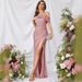 Summer Sequins Elegant Oblique Collar High Slit Celebrity Dress Slim Fit Women's Party Wear European American Style_ecoleips.com