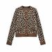Autumn Fashion Versatile Crew Neck Jacquard Knitted Sweater_ecoleips.com