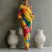 Women's Floral Print Maxi Dress With Ruffle Sleeves, Elegant Style Chiffon Midi Dress For Summer, Plus Size Boho Chic Dress_ecoleips.com