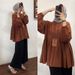 Muslim Women's Clothing New Simple Large Size Loose Waist Pleated Shirt Collar Loose Top_ecoleips.com
