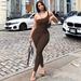 Women's Slim Fit One Shoulder Jumpsuit Solid Color Milk Silk European American Style Summer Clothing Hip Lifting Yoga Style_ecoleips.com