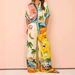 Verve 2024 Fashion Vacation Printed Short Sleeve Color Block Casual Tie Women's Set_ecoleips.com