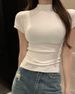 Pure Desire Wind Semi-turtleneck Short-sleeved T-shirt Women's 2025 Summer Slim-fitting And Thin Bottoming Shirt With Top Inside_ecoleips.com