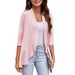 Women's Clothing Solid Color Cardigan Coat 3/4 Sleeve Ruffle Top Coat Cardigans_ecoleips.com
