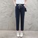 Spring Summer New Plus Size Women's Nine-point Solid Color Harem Cotton Linen Carrot Loose Casual Pants_ecoleips.com
