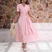Elegant A-Line Midi Dress With Flowy Skirt – Minimalist V-Neck Dress For Work & Everyday Wear Breathable & Eco-Friendly_ecoleips.com