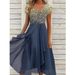 Elegant Floral Print Chiffon Maxi Dress V-Neck Summer Casual A-Line plus Size Women's Dress S-5XL_ecoleips.com