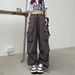 2025 Y2K Trousers Women Cargo Pants Straight Wide Leg Drawstring Pockets Kpop High Waisted Breathable Solid Color Sweatpants_ecoleips.com