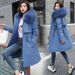 Women's Winter Parka With Fox Fur Trim - Longline Quilted Coat, Thickened Cotton Lining, Hooded Jacket (Khaki, Red, Black, Sage Green, Blue)_ecoleips.com