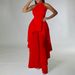 Women's Clothing Elegant Halter Neck Backless Top & Wide-Leg Pants Set | Crinkle Texture Two-Piece Outfit | Polyester Blend Women’s Suit_ecoleips.com