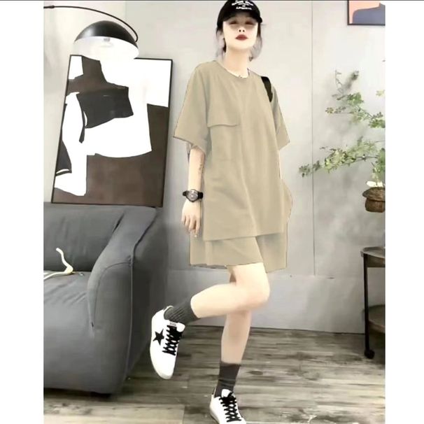 Summer Fashionable plus Size Women's Clothing Set with Slimming Wide Leg Pants/Shorts And Loose T-Shirt Two Piece Set for Youthful Look_ecoleips.com