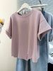 Women's Summer Casual Loose Fit Cotton T-Shirt With Split Hem - Korean Style Basic Tee For Everyday Wear_ecoleips.com
