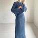 Elegant Midi Dress With Flared Sleeves & Pleated Detail, Women’S Long Sleeve Maxi Dress, Minimalist Aesthetic, Fall Fashion, Casual To Formal Wear_ecoleips.com