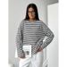 Women's Autumn Fashion Knit Striped Collar Long-Sleeve T-Shirt With Versatile Base Layer_ecoleips.com
