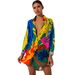 Women's Clothing Long Sleeved Printed Shirt Mid-Length Loose Bohemian Casual Style Irregular Hem Thin Dress For Summer_ecoleips.com