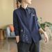 Spring New Cotton Top, Simple Literary Long-sleeved Shirt, Loose And Versatile Flower Embroidered Shirt_ecoleips.com