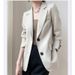 Women's Casual Blazer Jacket - Oversized Single-Breasted Suit Coat With Notch Lapel (Coffee, Beige, Black)_ecoleips.com