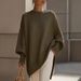 Voya Women's New Autumn And Winter Round Neck Pullover Sweater With Loose And Lazy Style, Solid Color Women's Sweater With Multiple Colors To Choose From_ecoleips.com