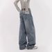 Autumn And Winter American Retro Rhinestone Jeans, Spicy Girl Style, Loose Straight-leg Jeans For Women, High Street_ecoleips.com