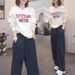 Women's Versatile Two Piece Set Crew Neck Sweatshirt Loose Fit Casual Slimming Pants Stylish Spring/Summer Polyester Clothing_ecoleips.com