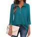 2023 New European And American Hot-Selling Wom's Sev-Quarter Sleeve Zipper V-Neck T-Shirt Top Cross-Border Trade_ecoleips.com