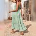 Women's Spaghetti Strap Summer Ruched Layered Bohemian Sleeveless Long Beach Dress_ecoleips.com