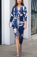 Women’s Clothing Women's Wear Print Sexy V Neck Long Sleeve Slit Dress Women_ecoleips.com